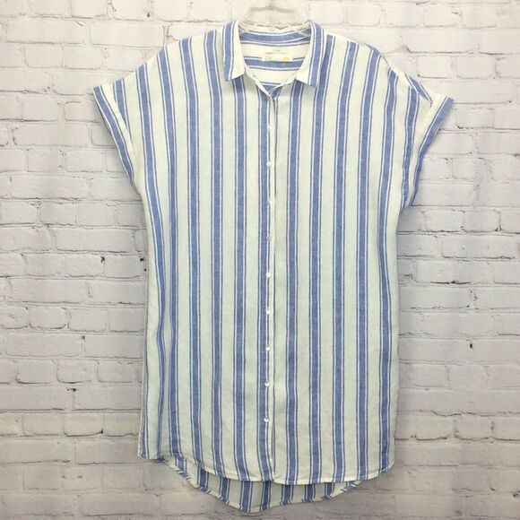 C &C California Linen Shirt Dress Women's Size 3X Blue/White Stripe Lagenlook - Picture 9 of 10